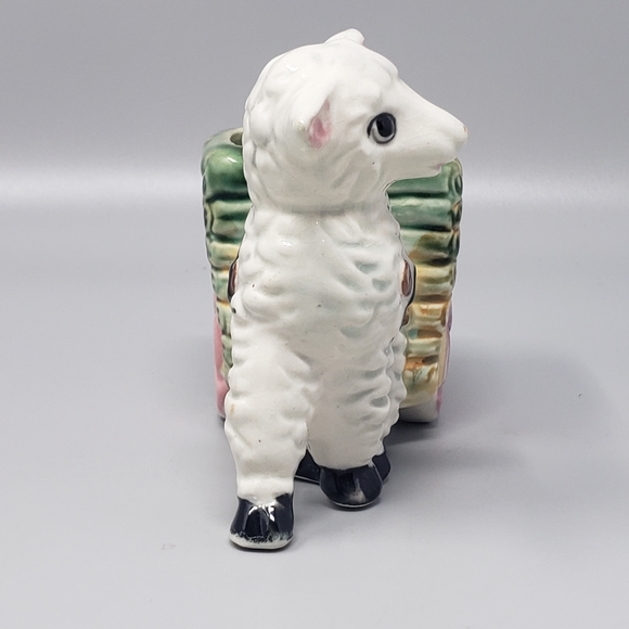 Vintage Lamb With A Cart Figure Planter - Picture 2 of 10